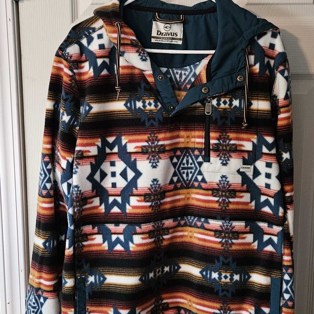 Dravus Men’s Multicolor Aztec Zip-Up Fleece Hoodie